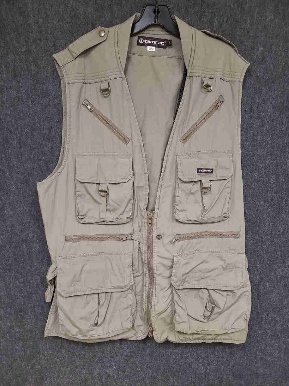 Vintage Tamrac Men's Khaki Multi-Pocket Photography Utility Vest Size L