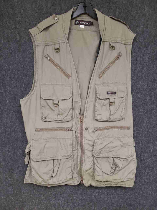 Vintage Tamrac Men's Khaki Multi-Pocket Photography Utility Vest Size L