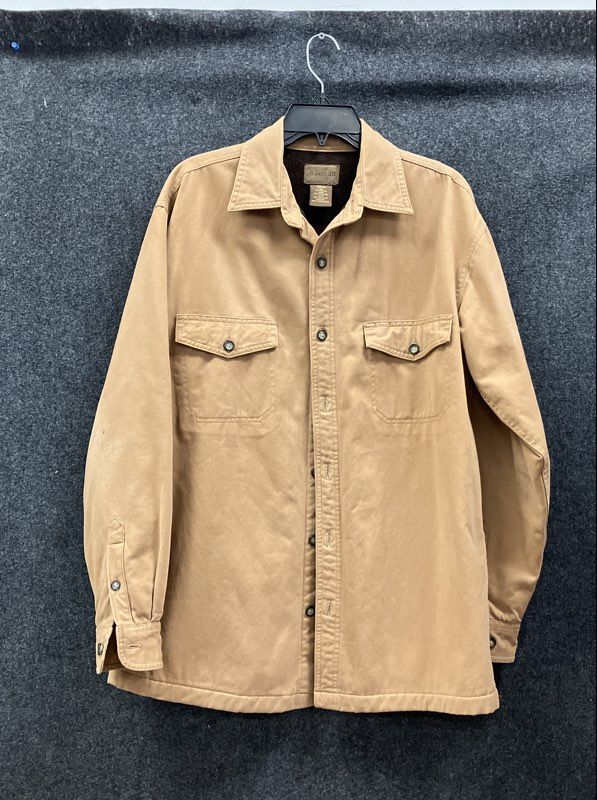 St. John's Bay Men's Tan Fleece Lined Canvas Shirt Jacket Sz Medium
