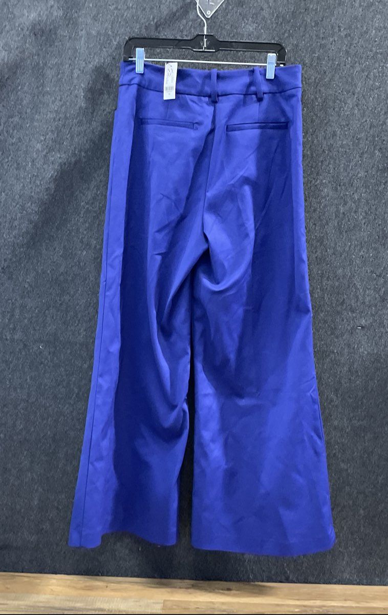 New York & Company Women's Royal Blue Wide Leg Cotton Blend Pants Sz 10 NWT
