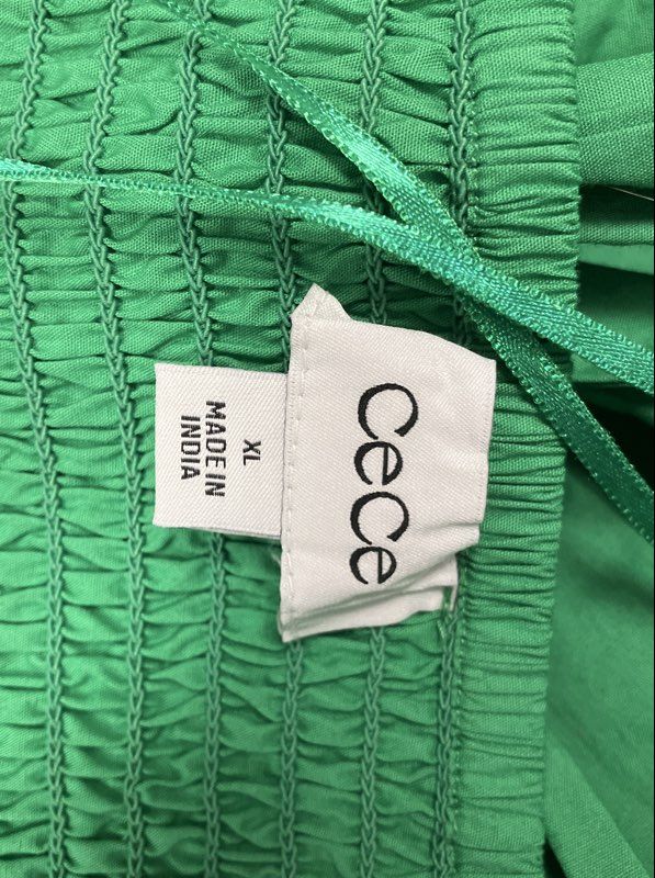 CeCe Women's Kelly Green Sleeveless Collared Smocked Midi Dress Sz XL NWT