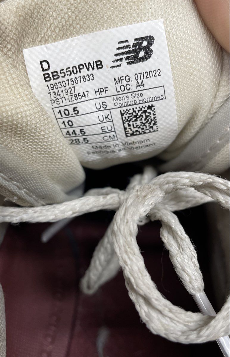 New Balance 550 White Navy Burgundy Basketball Sneakers Men's Size 10.5