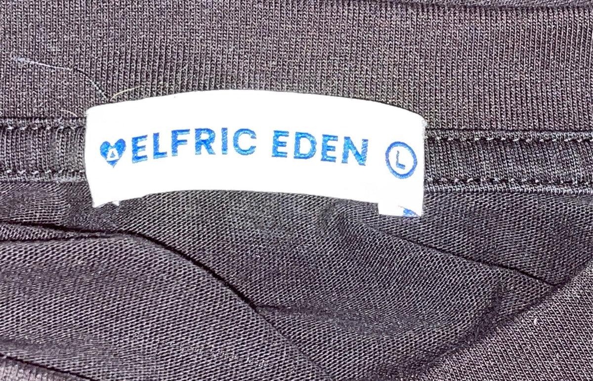 Aelfric Eden Japanese Retro Graphic Double Layer Hem T-Shirt Black Sz L
