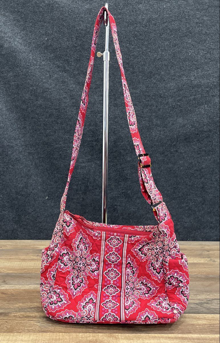 Vera Bradley Red Quilted Cotton Barcelona Crossbody Shoulder Bag Adjustable