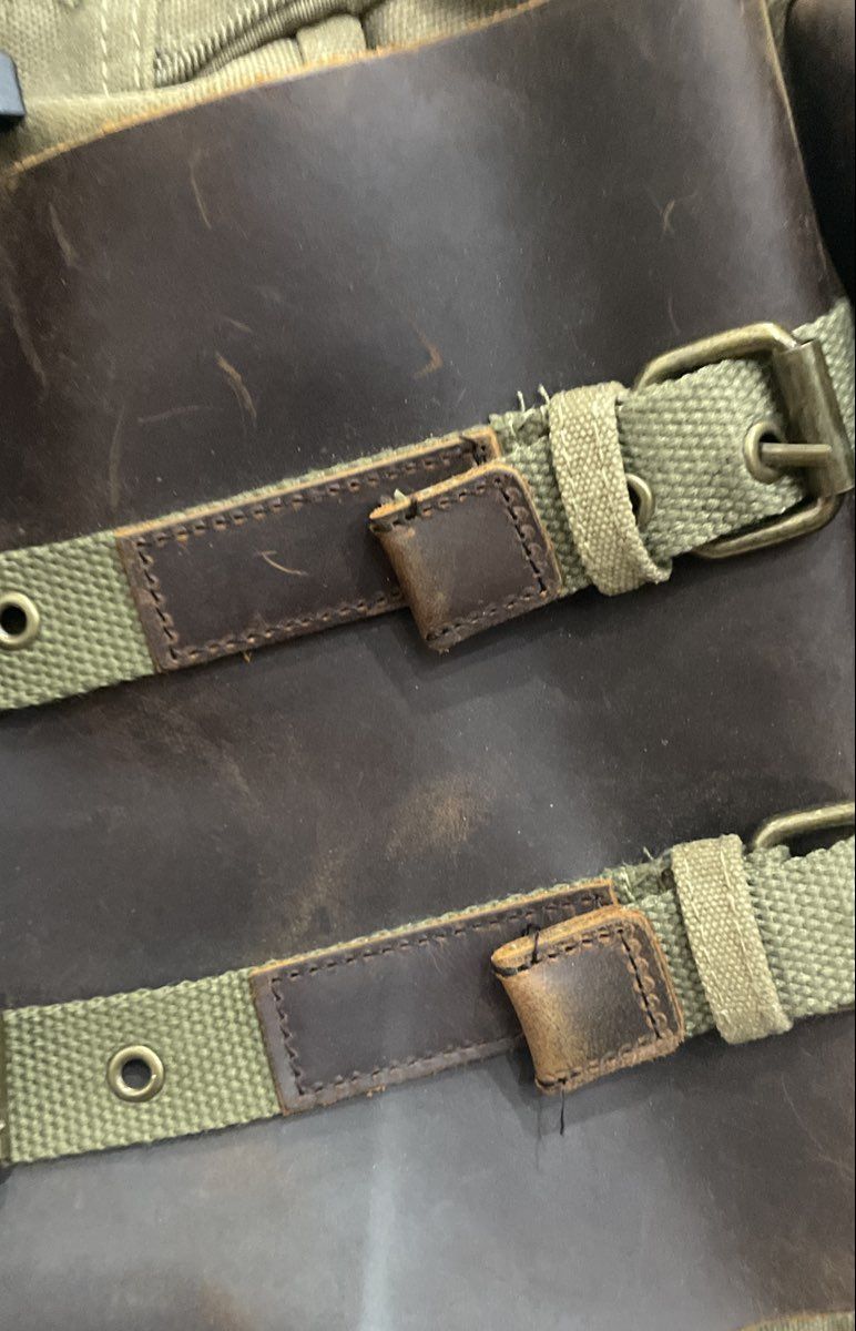 Green Canvas Leather Messenger Bag Laptop Briefcase Travel Multi-Pocket Large
