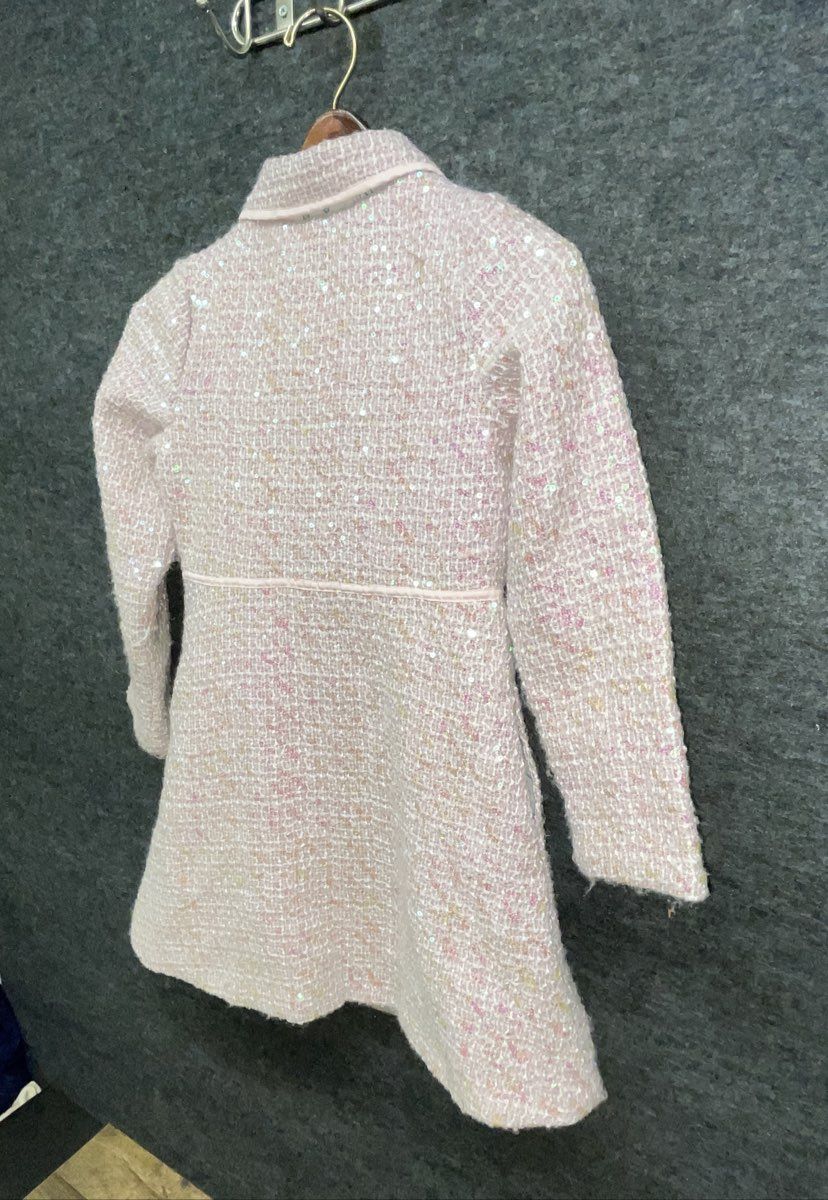 Disney Animators' Collection Girls Pink Tweed Sequin Sparkle Coat Sz M 7/8