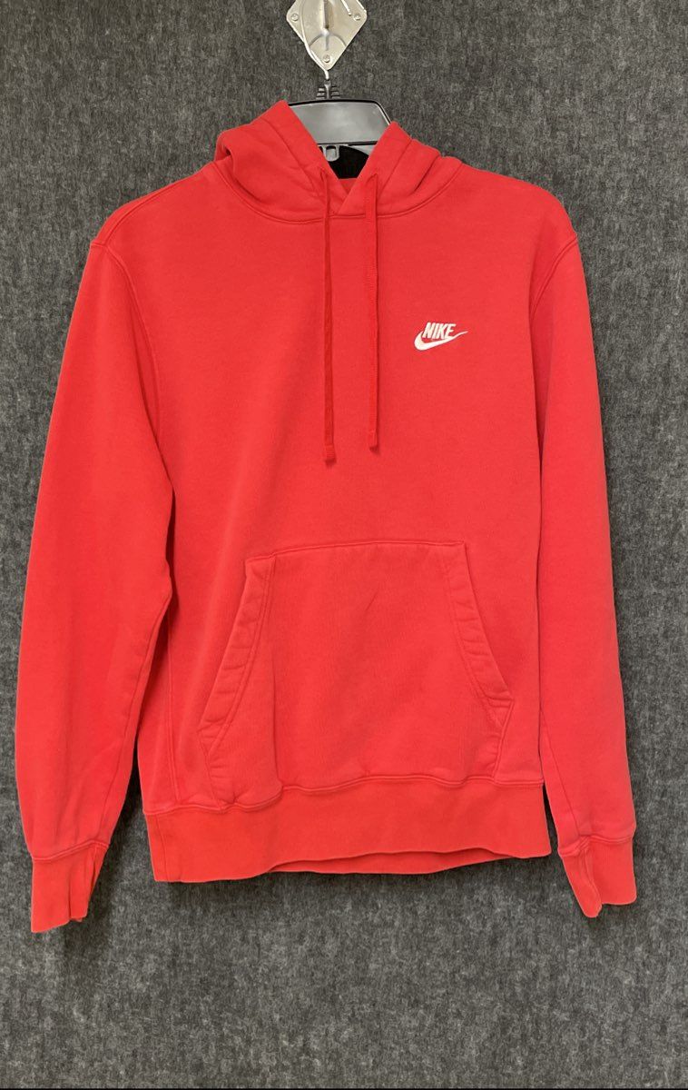 Nike Men's Club Fleece Hoodie Red Pullover Sweatshirt Size Small