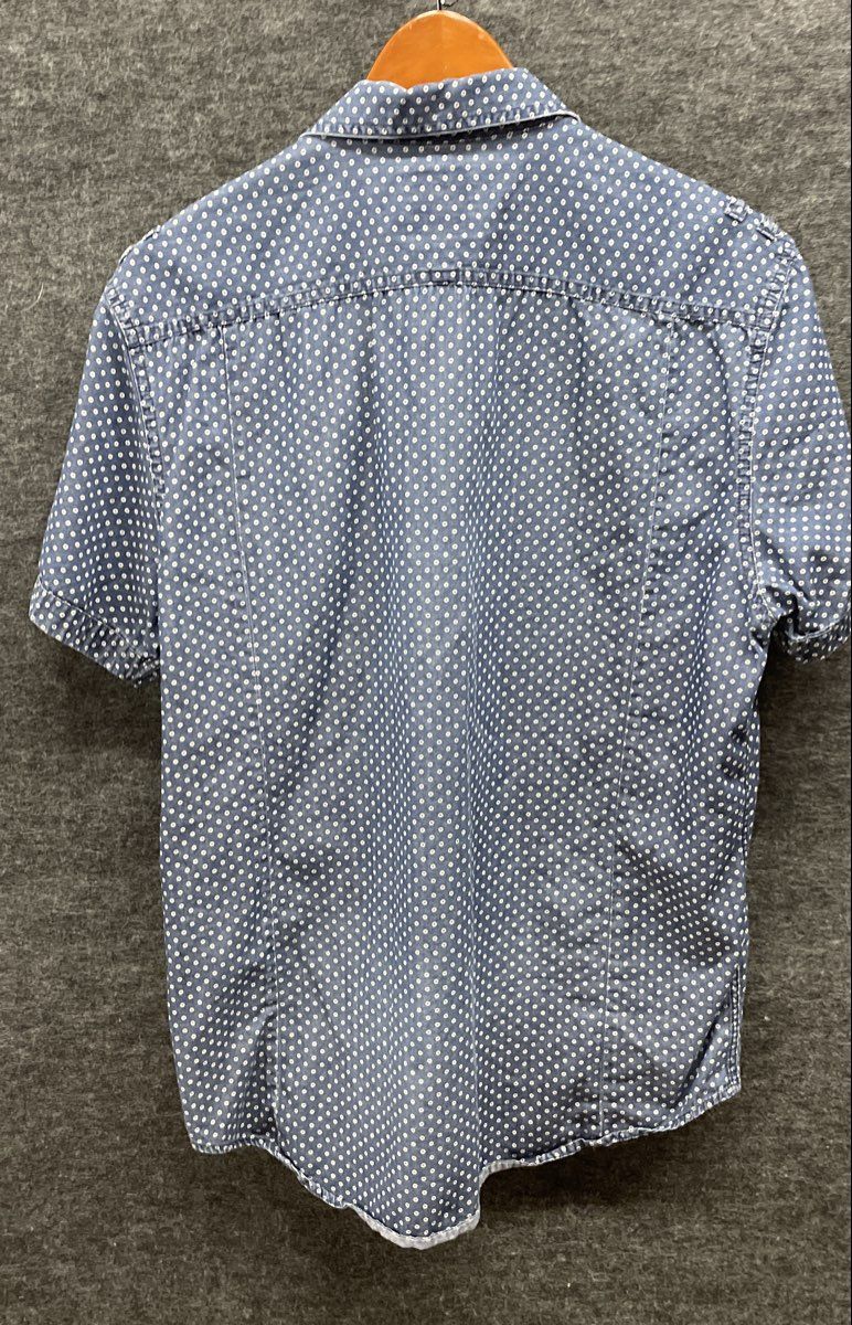 Calvin Klein Jeans Men's Blue Polka Dot Short Sleeve Button Up Pocket Shirt Sz L