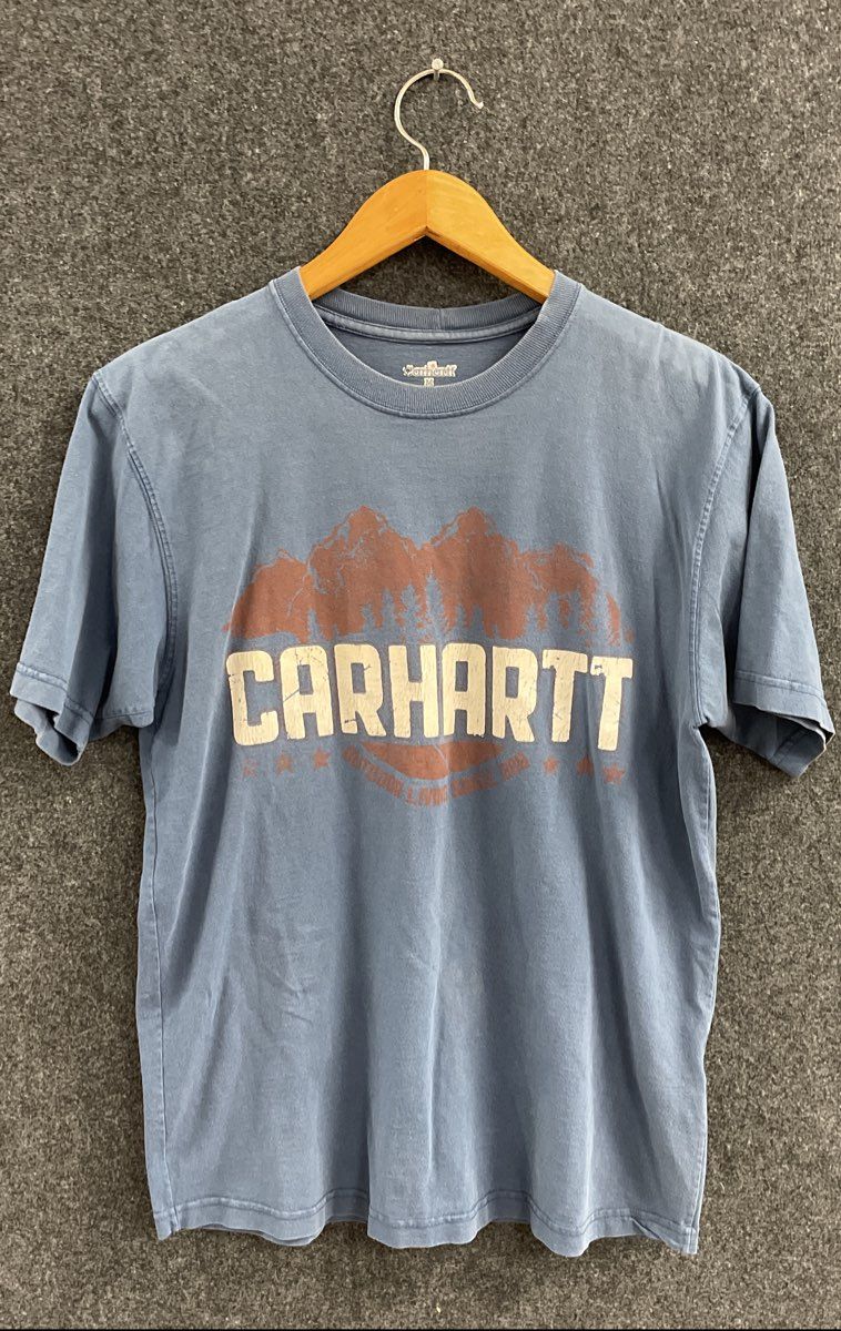 Carhartt Men's Blue Short Sleeve Mountain Graphic Cotton T-shirt Sz M
