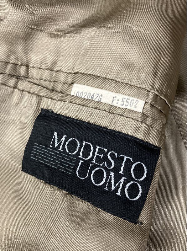 Vintage 90s Modesto Uomo Men's Charcoal Wool Double Breasted Blazer Jacket