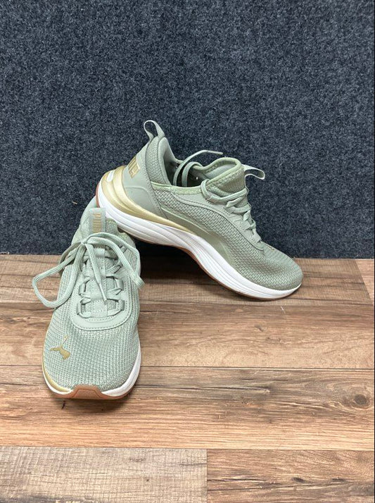 Puma Luxe Femme Softride Sage Green Gold Women's Running Shoes Size 7