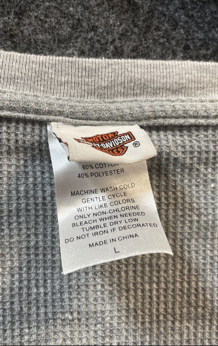 Harley-Davidson Winchester VA Skull Waffle Knit Thermal Long Sleeve Sz L