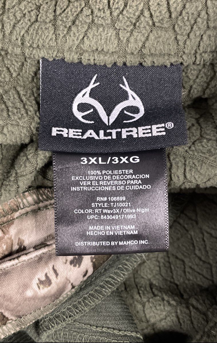 Realtree Men's Camo Wav3 Olive Night Full Zip Fleece Lined Jacket Size 3XL