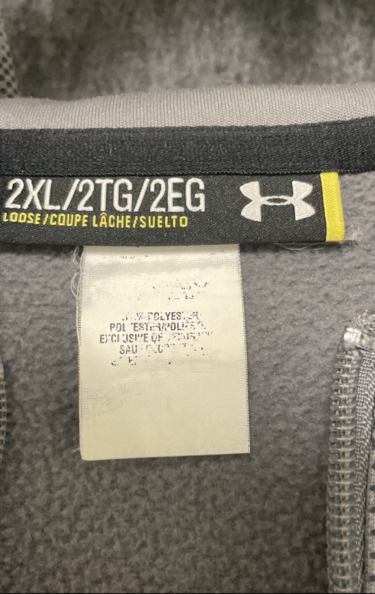 Under Armour Men's Gray Geometric Camo Full Zip Hoodie Loose Fit Sz 2XL