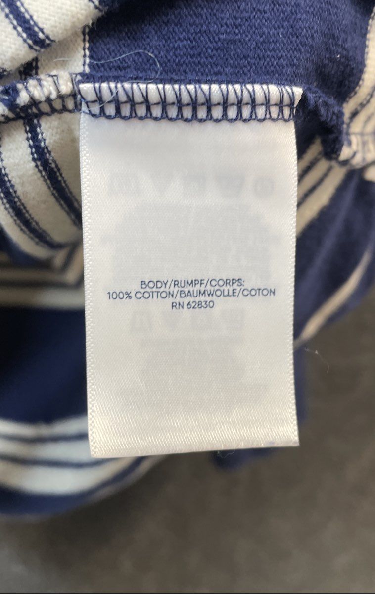 Lands' End Men's Blue White Striped Long Sleeve Cotton Rugby Shirt Sz L