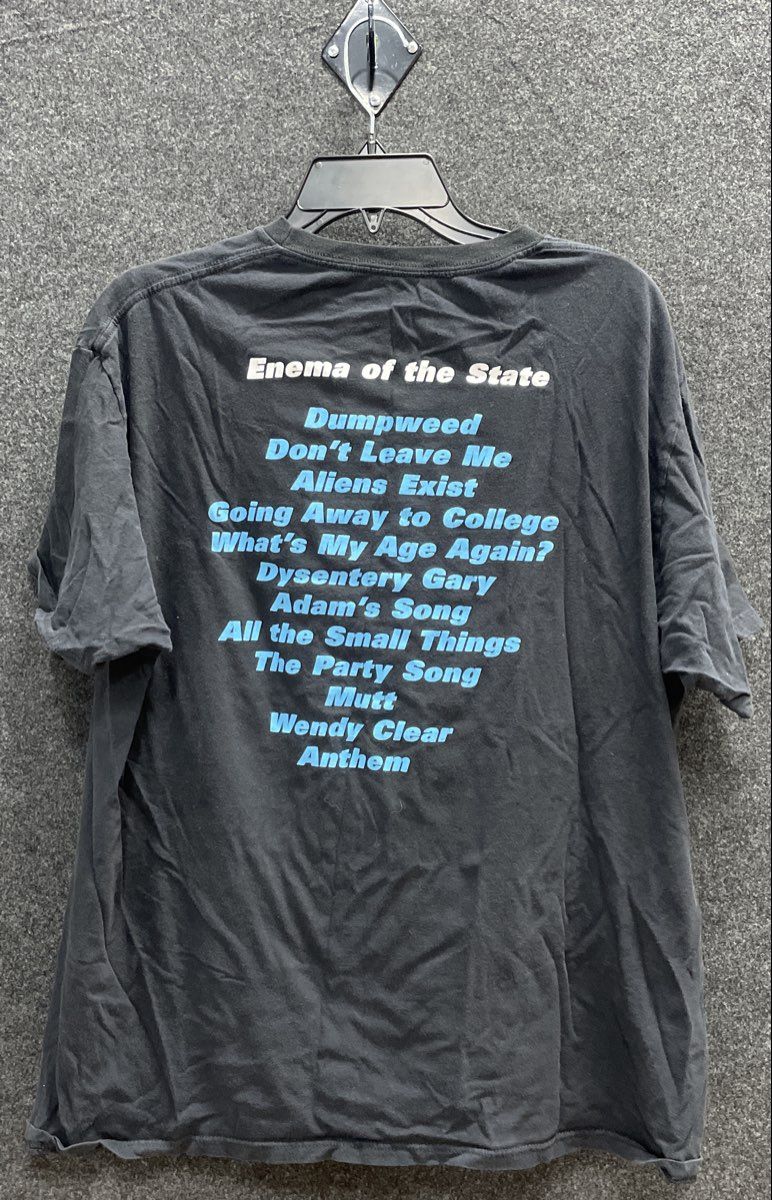 Blink-182 Enema of the State Tracklist T-Shirt Reprint Black Sz XL