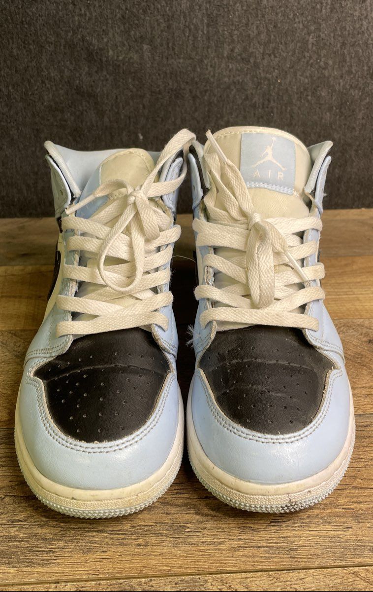 Nike Air Jordan 1 Mid GS Ice Blue Black White Sneakers Size 7Y