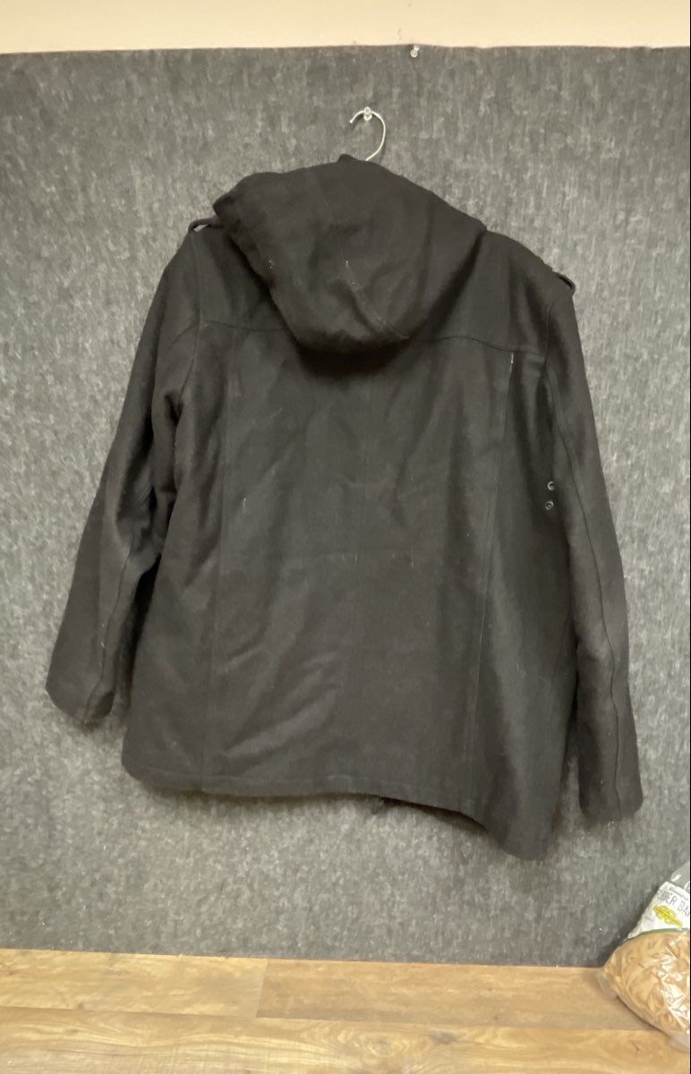 Guess Men's Black Hooded Military Utility Field Jacket Quilted Lining Sz XL