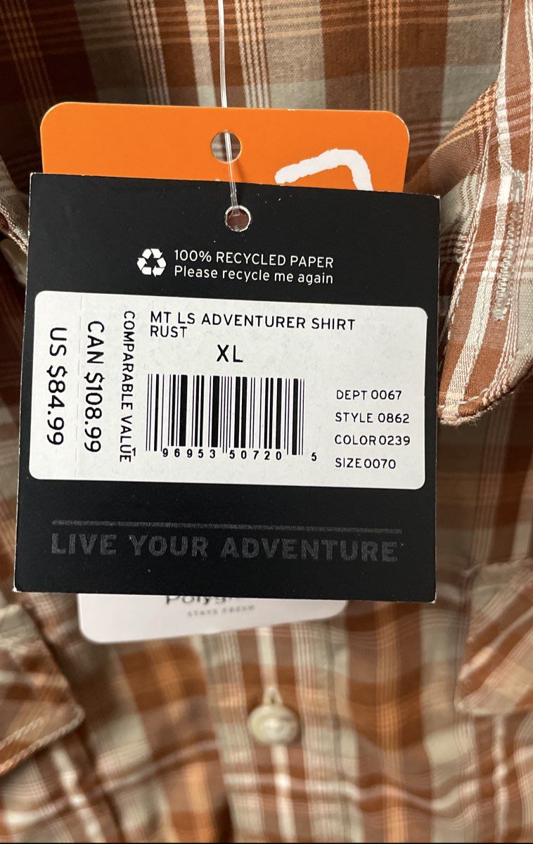 Eddie Bauer Men's Adventurer Flex Shirt Rust Brown Plaid Western Yoke NWT TXL