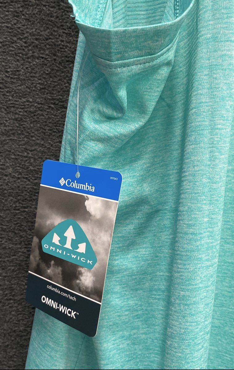 Columbia Women's Aqua Heather Omni-Wick Pleated Back Tank Top Sz 1X NWT