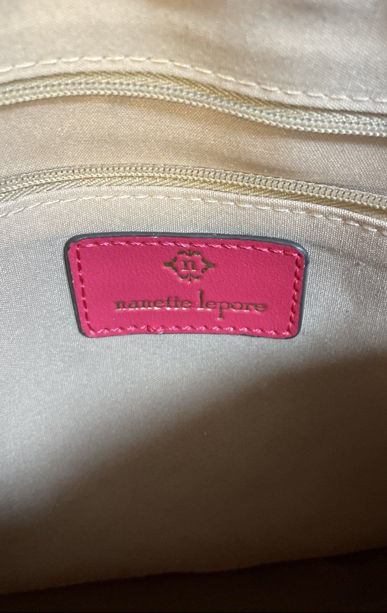 Nanette Lepore Pink Red Heart Pattern Dome Crossbody Bag Gold Hardware