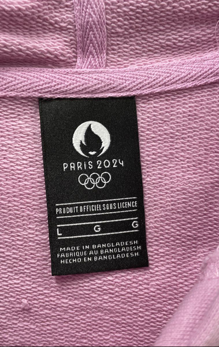 Paris 2024 Official Licensed Women's Pink Iridescent Logo Olympic Hoodie Sz L