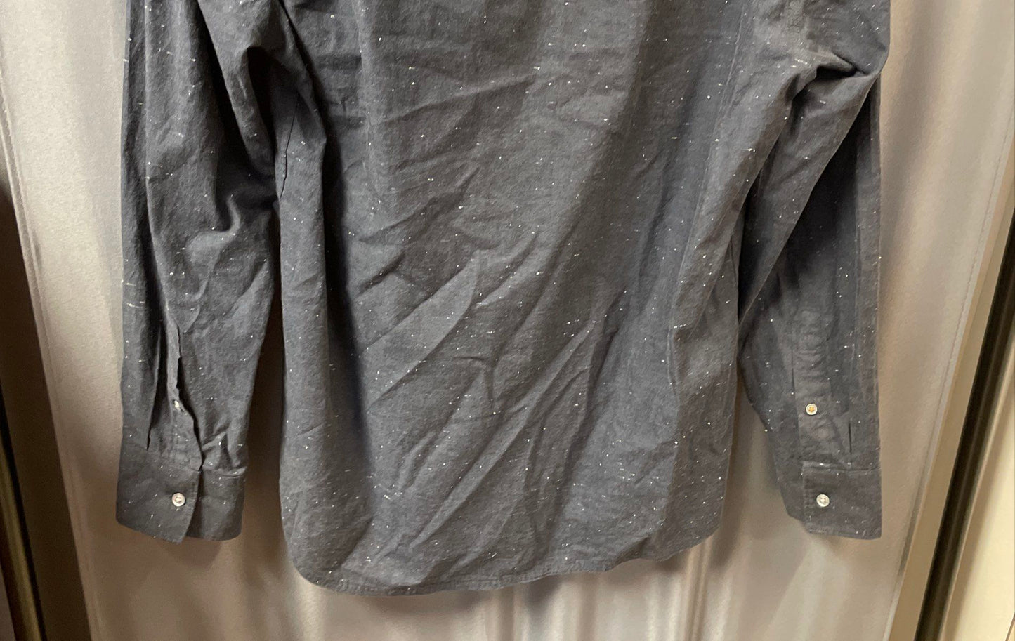W.R.K Men's Gray Speckled Nep 100% Cotton Long Sleeve Button Up Shirt Size L