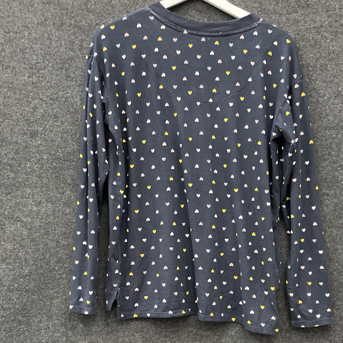 Cuddl Duds Women's Navy Heart Print Long Sleeve Pajama Lounge Top NWT Sz S