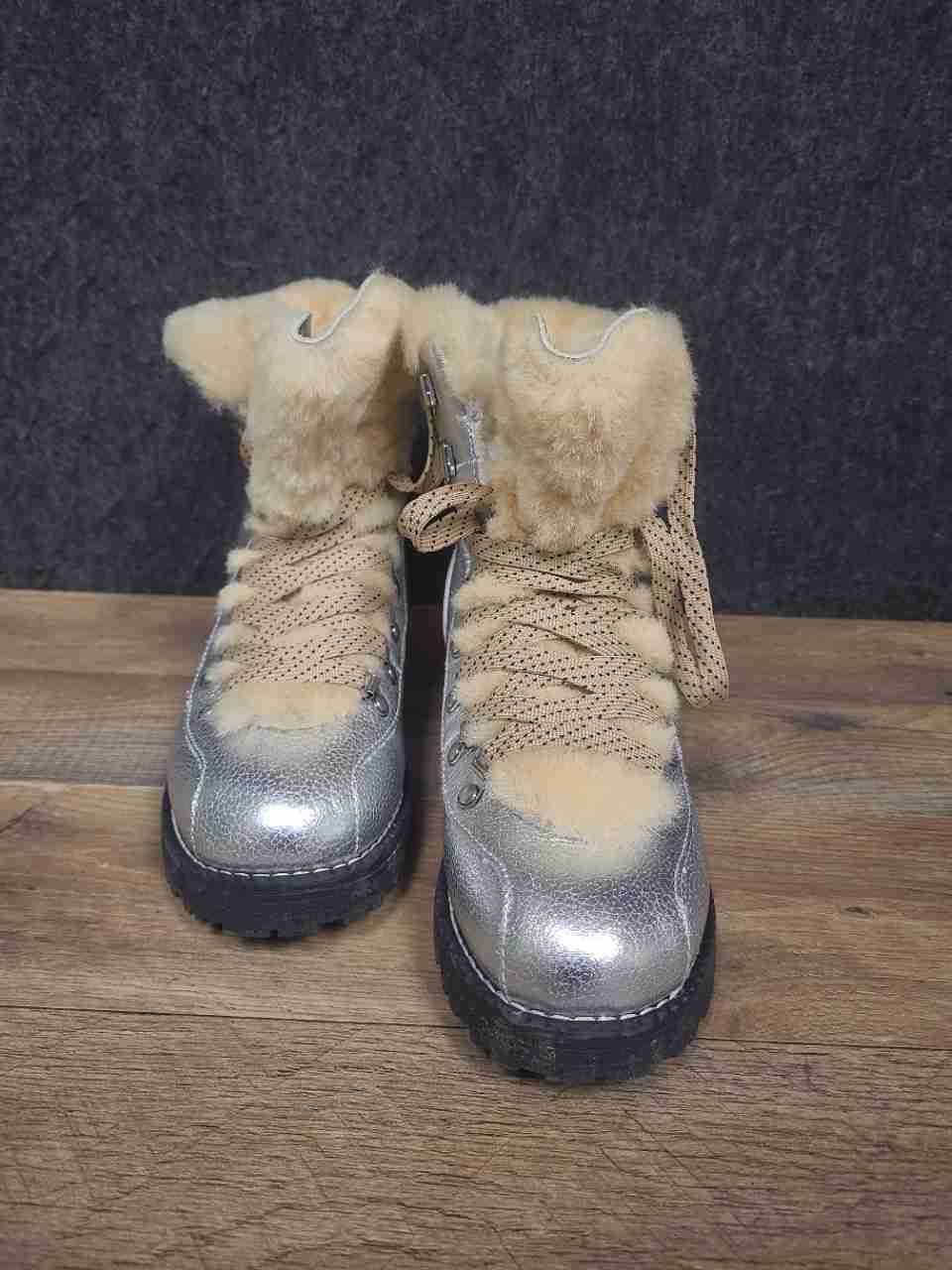 J.Crew Metallic Leather Pieced Nordic Boot Metallic Silver Women's Size 8