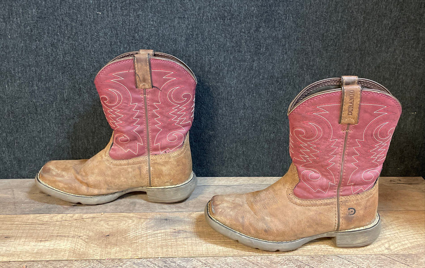 Durango Lil' Rebel Briar Brown Brick Red Western Cowboy Boots Kids Size 2M