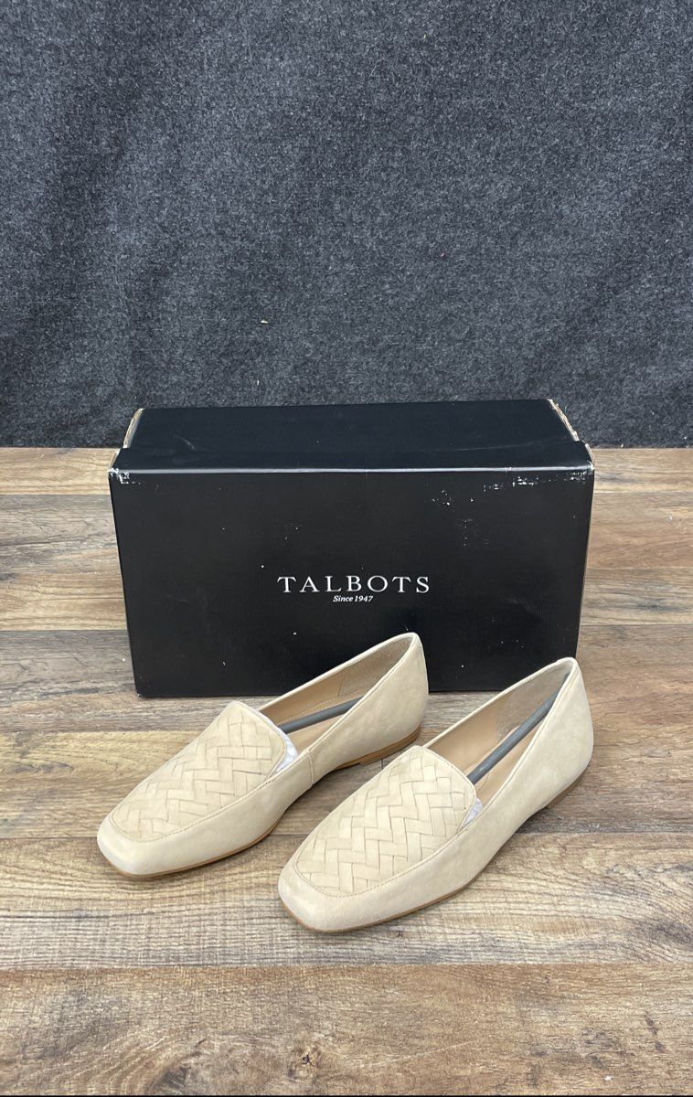 Talbots Stella Woven Light Toffee Suede Loafers Flats Women's Size 5.5M