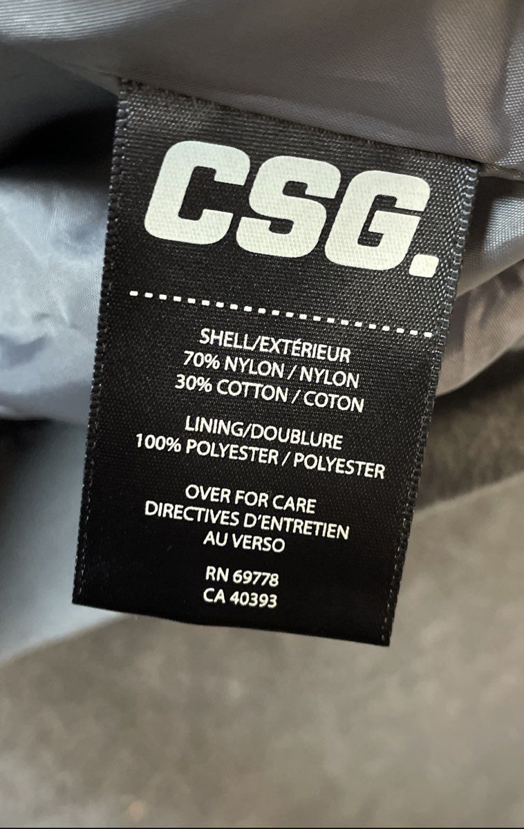 CSG Men's Grey Full Zip Hooded Windbreaker Jacket Nylon Cotton Blend Sz L