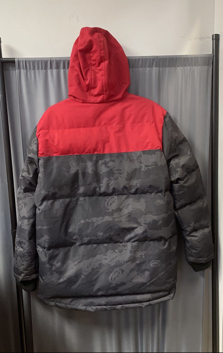 Ecko Unltd Men's Hooded Parka Jacket Red Black Urban Camo Insulated Puffer Sz L