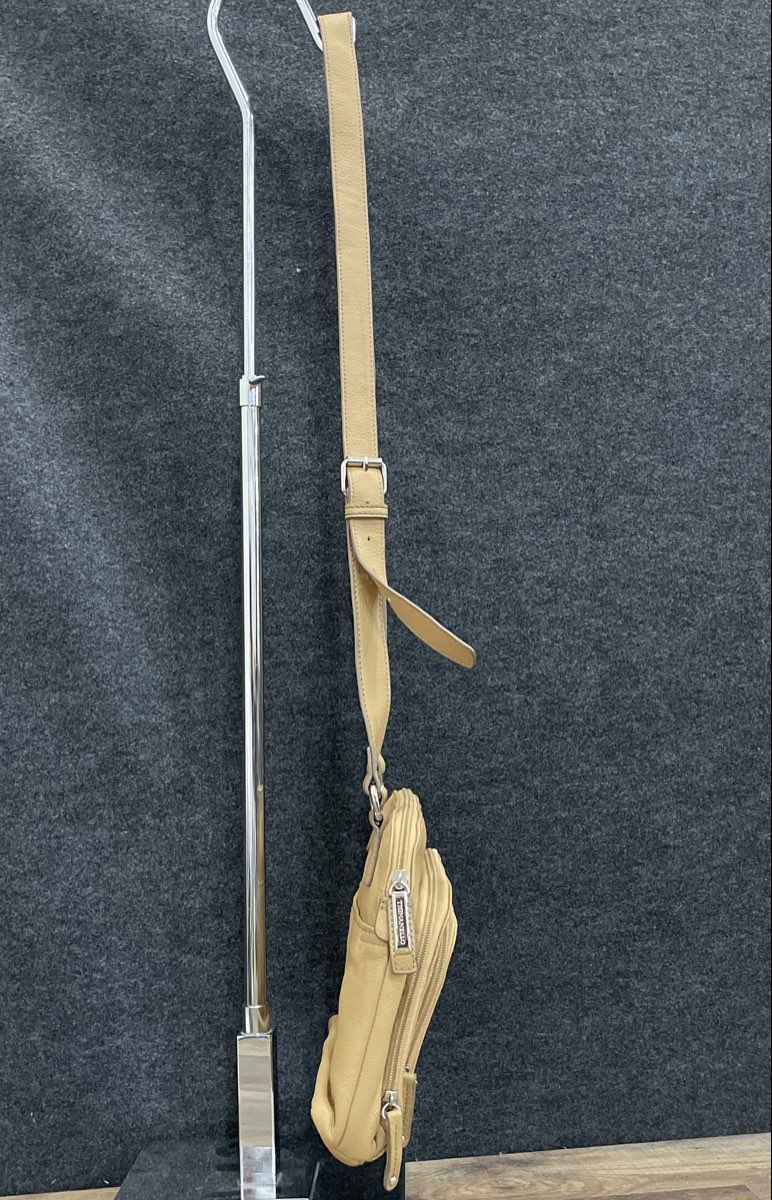 Tignanello Brown Leather Multi Zip Crossbody Bag Silver Hardware