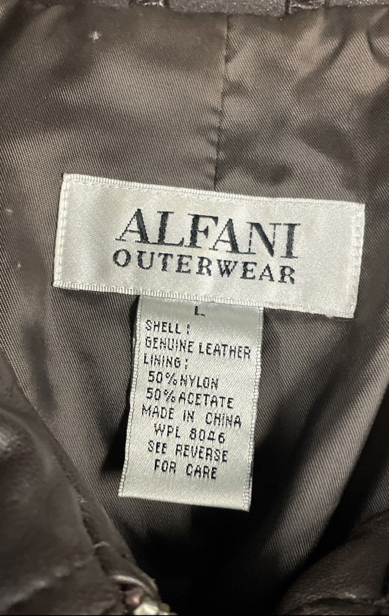 Vintage Y2K Alfani Women's Brown Genuine Leather Full Zip Jacket Sz L
