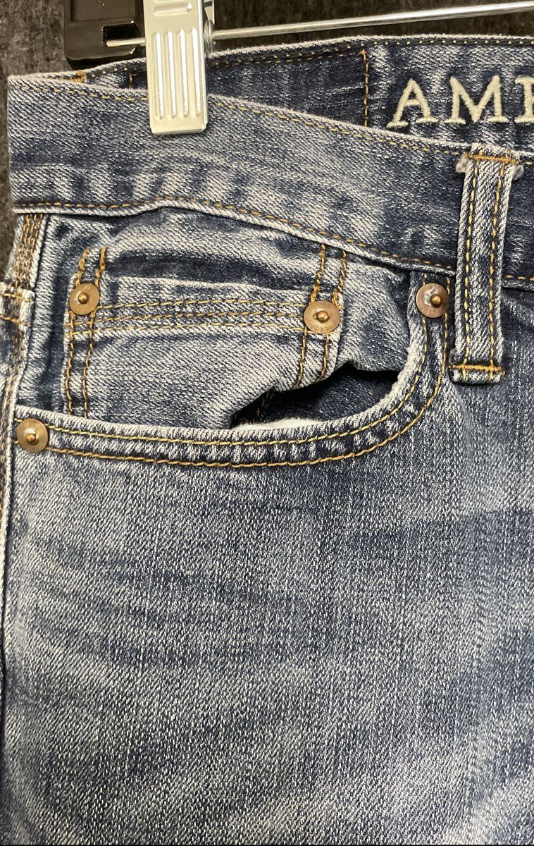 American Eagle Men's Skinny Jeans Light Wash Distressed Denim Sz 29x30