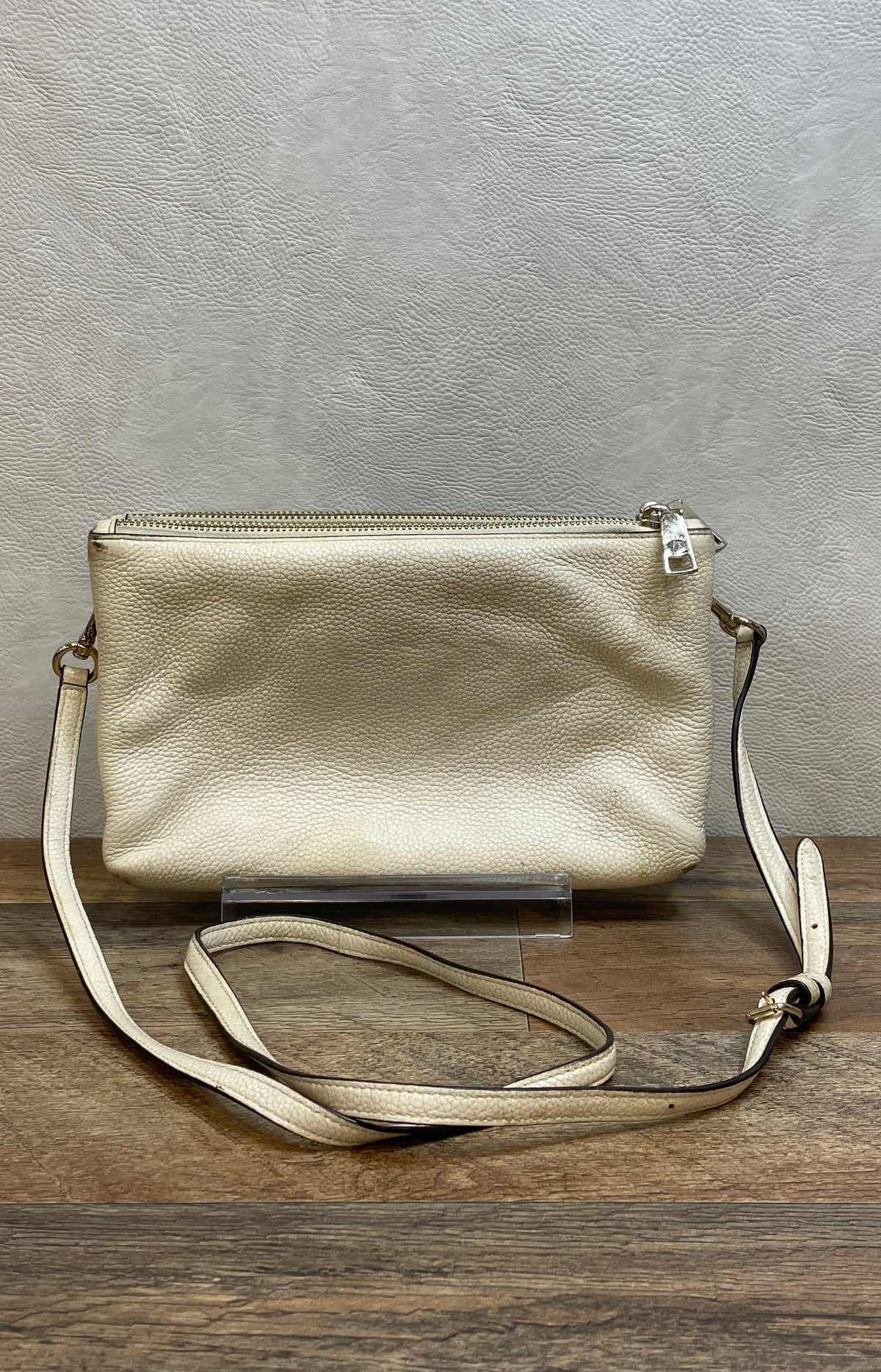 Coach White Leather Double Zip Crossbody Bag F38273 & Pink Wallet Lot of 2