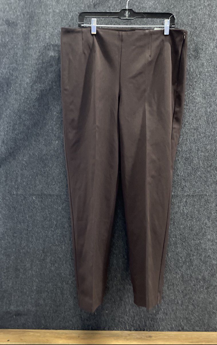 Talbots Women's Brown Stretch Side Zip Slim Leg Trousers Size 14 NWT