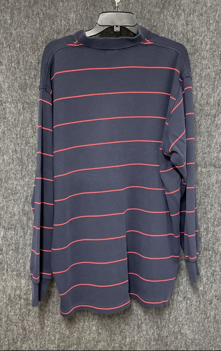 Vintage 90s Polo Ralph Lauren Men's Navy Red Striped Long Sleeve Polo Sz XL