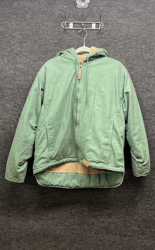 C.E. Schmidt Women's Green Sherpa Lined Hooded Workwear Jacket Sz L 14-16