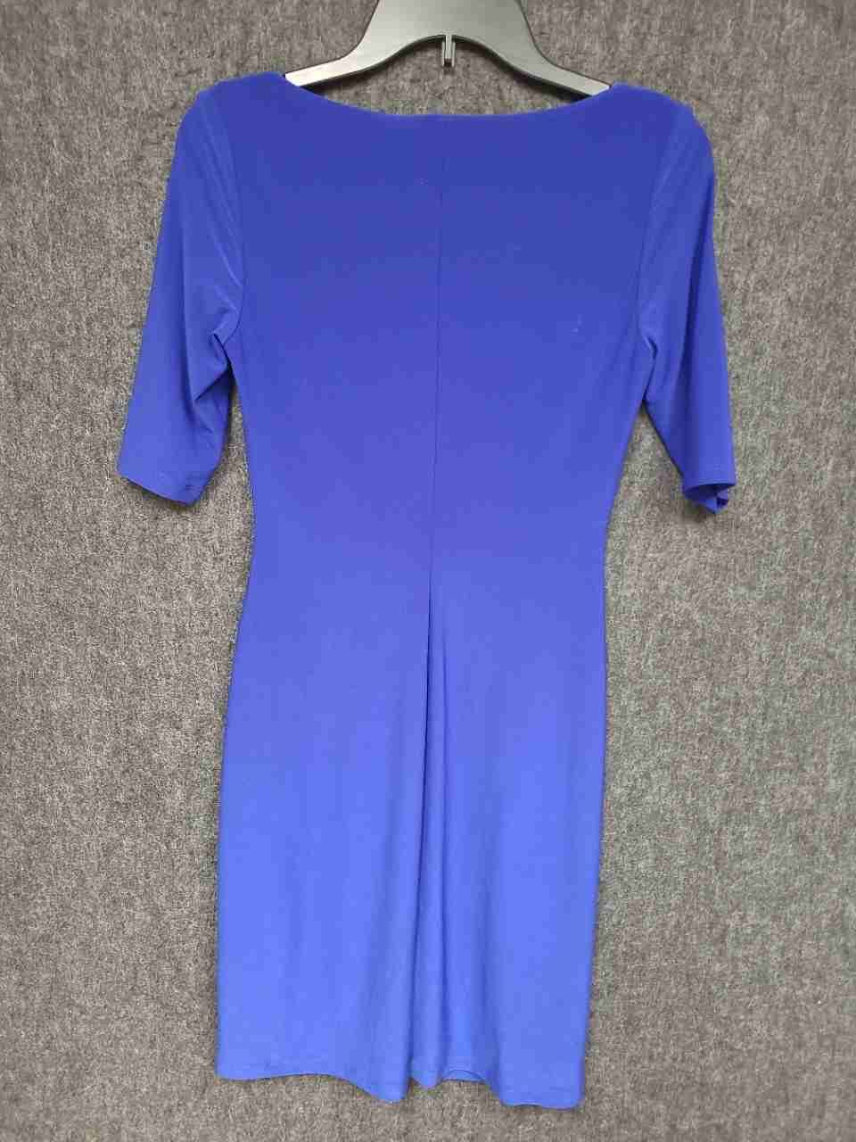 Lauren Ralph Lauren Women's Cobalt Blue Cowl Neck Ruched Sheath Dress Sz 4P