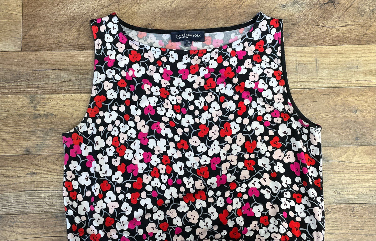 Jones New York Signature Women's Floral Print Sleeveless Midi Dress Sz M