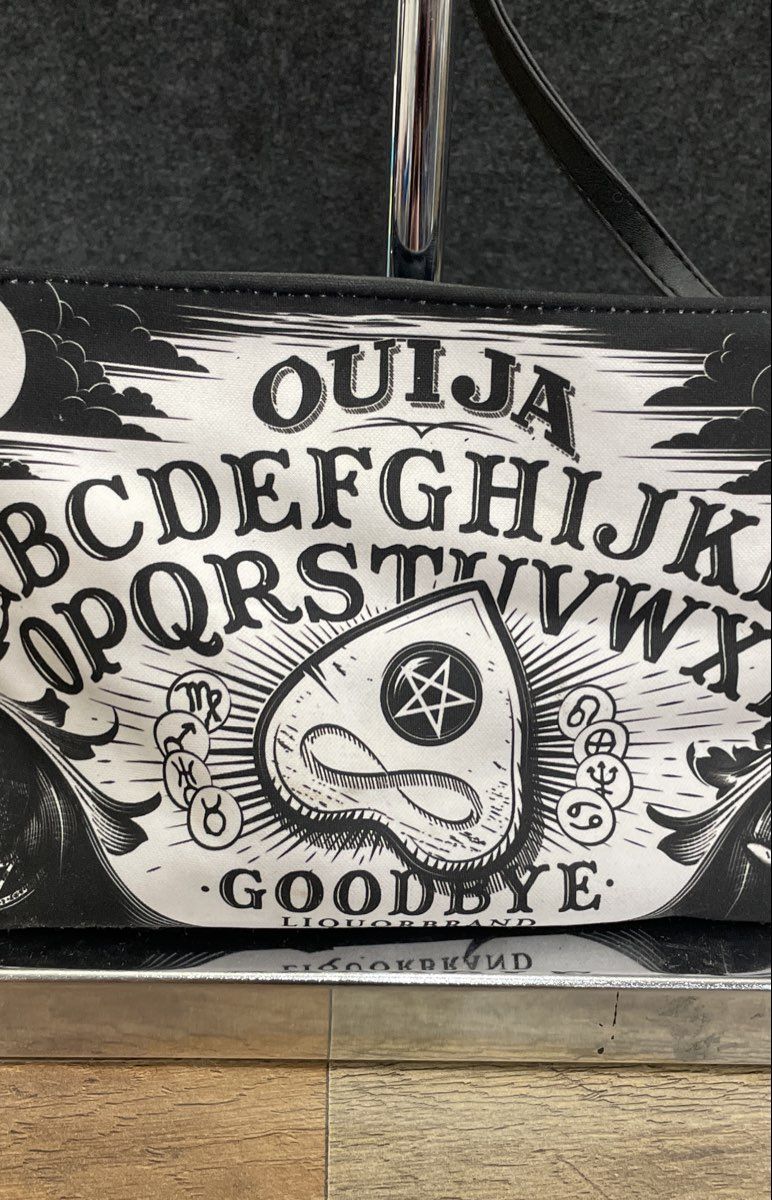 Liquorbrand Black White Ouija Board Spirit Board Crossbody Handbag Goth
