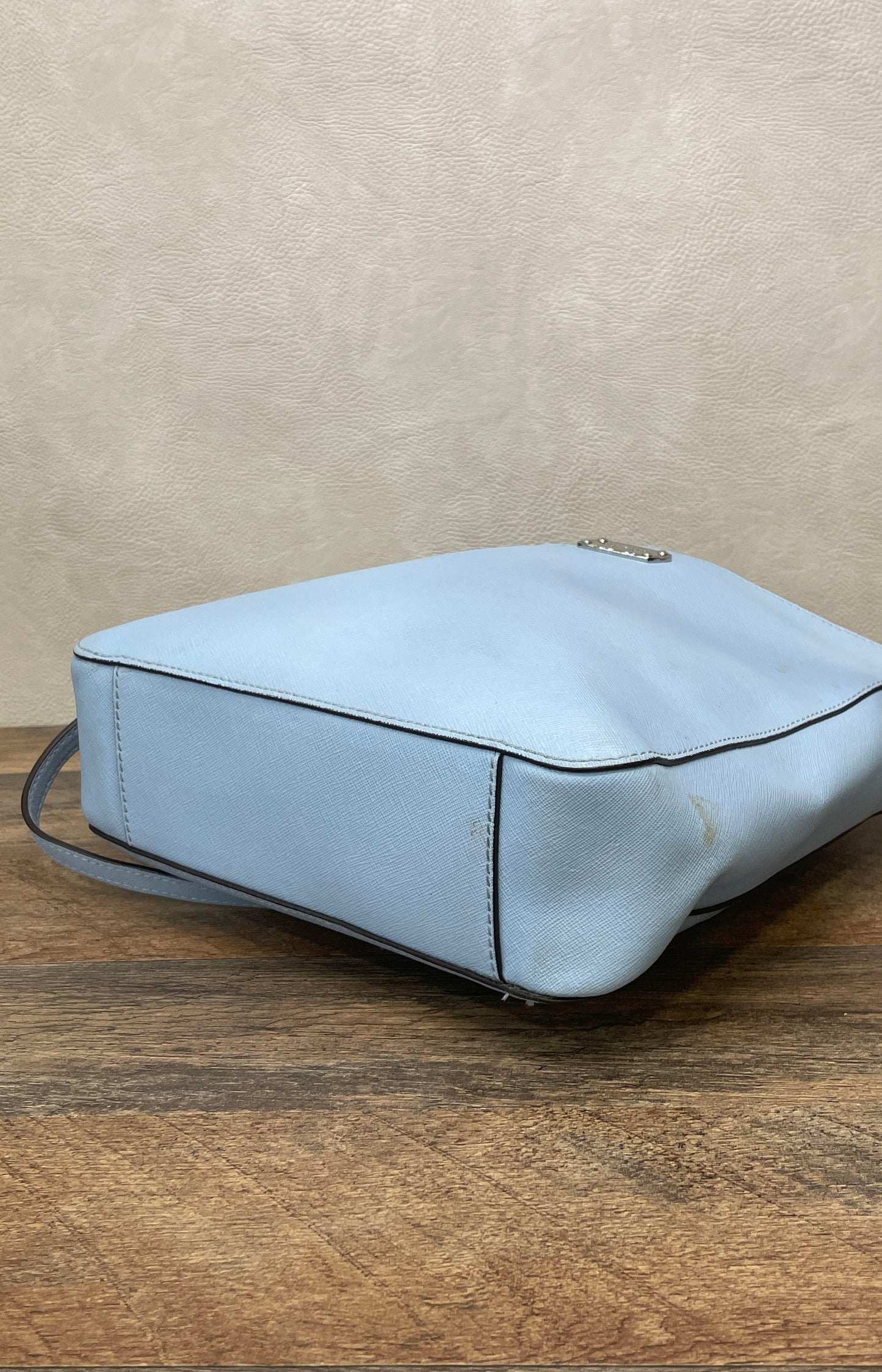Michael Kors Baby Blue Saffiano Leather Crossbody Bag Silver Hardware