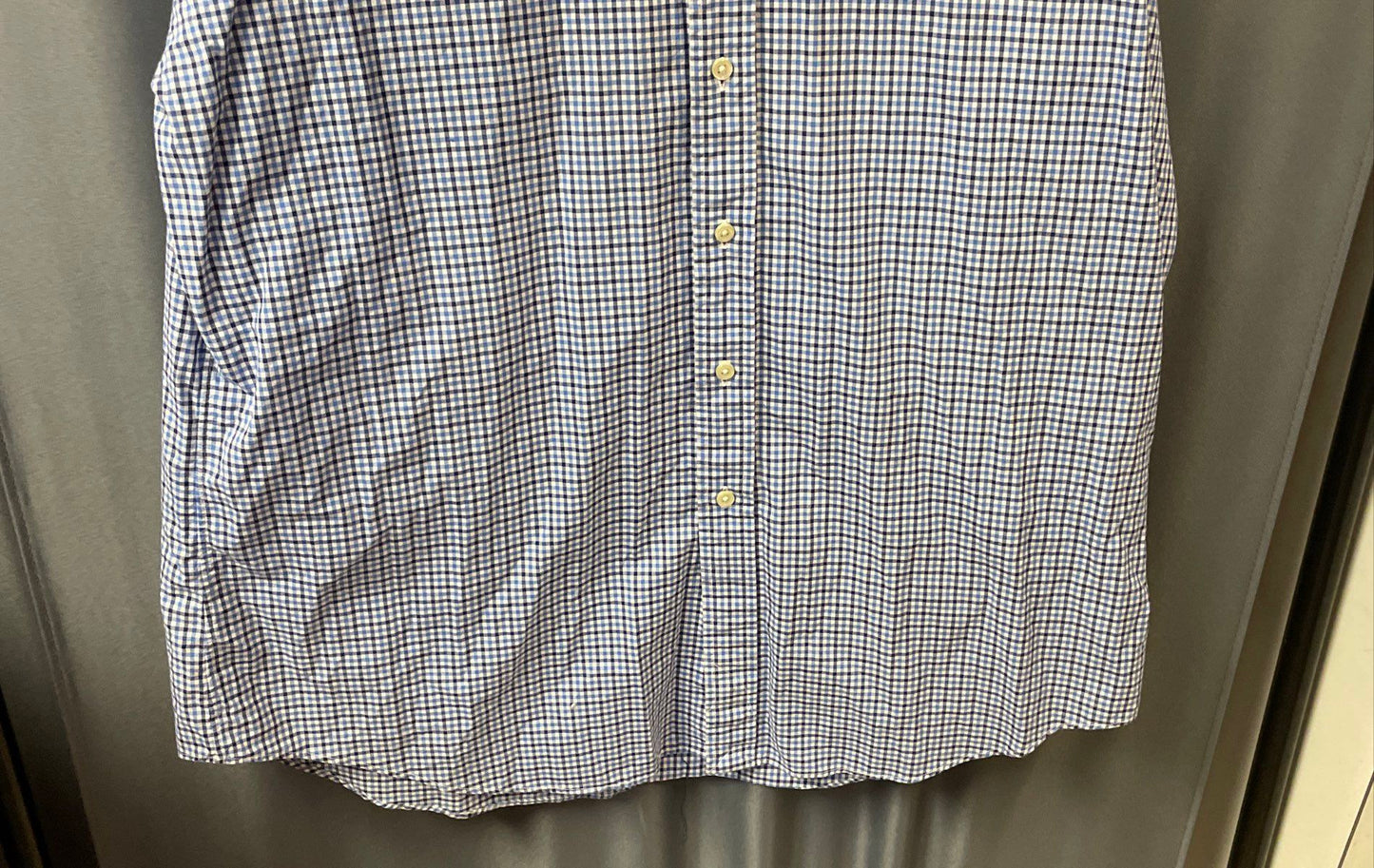 Lauren Ralph Lauren Women's Blue White Gingham Button Down Cotton Shirt Sz XL
