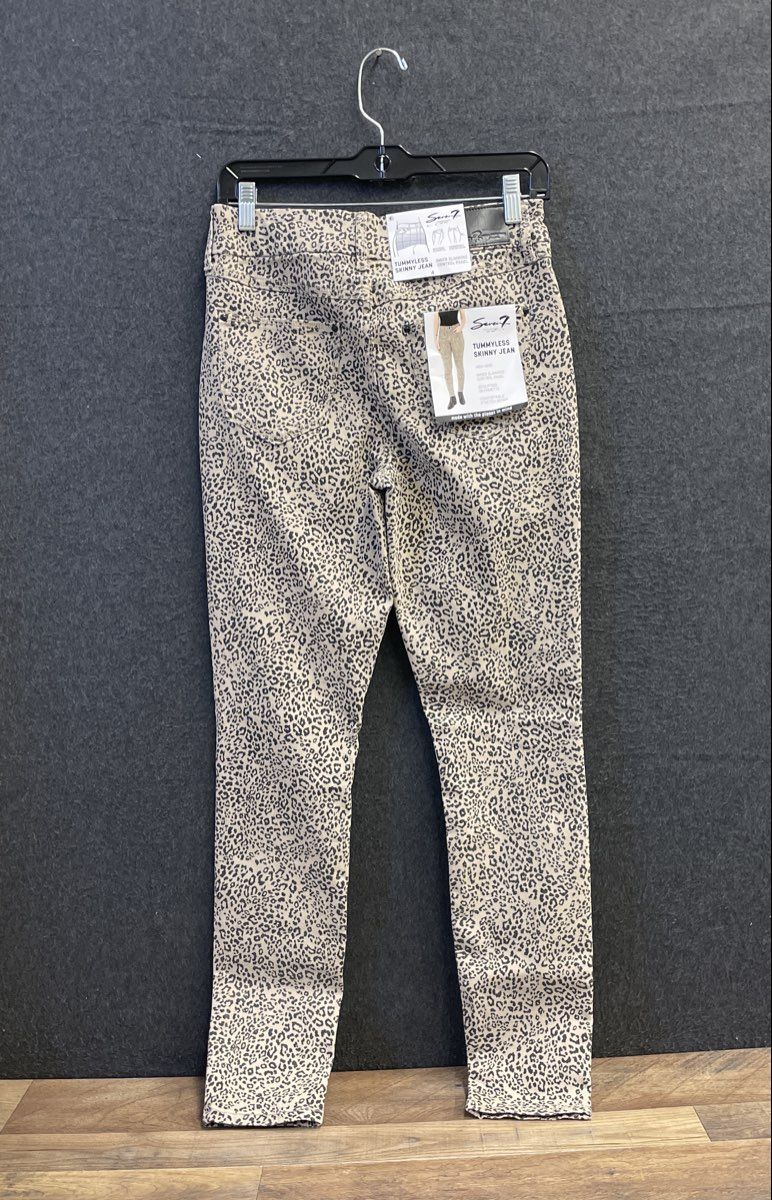 Seven7 Women's Tummyless Skinny Jeans Leopard Print High Rise Sz 4 NWT