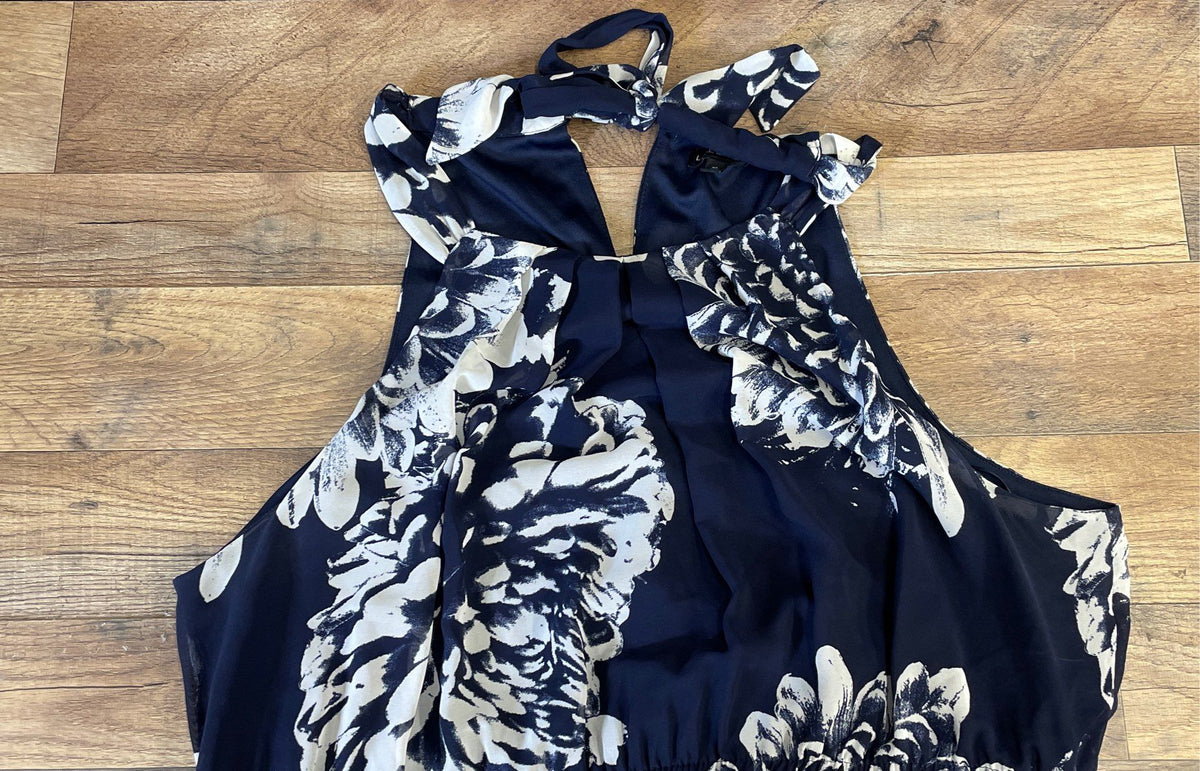 Lane Bryant Women's Navy Blue Floral Halter Neck Sleeveless Maxi Dress Size 20
