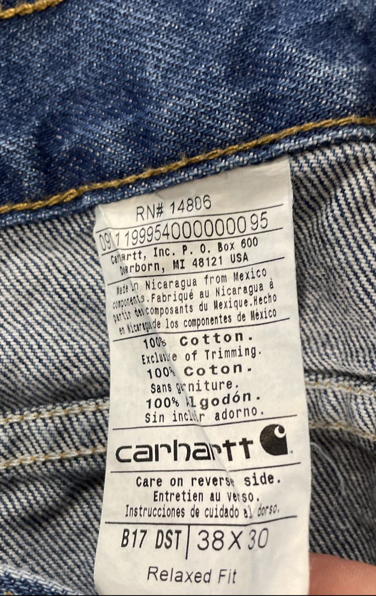 Carhartt Men's B17 DST Relaxed Fit Tapered Leg Blue Jeans Size 38x30