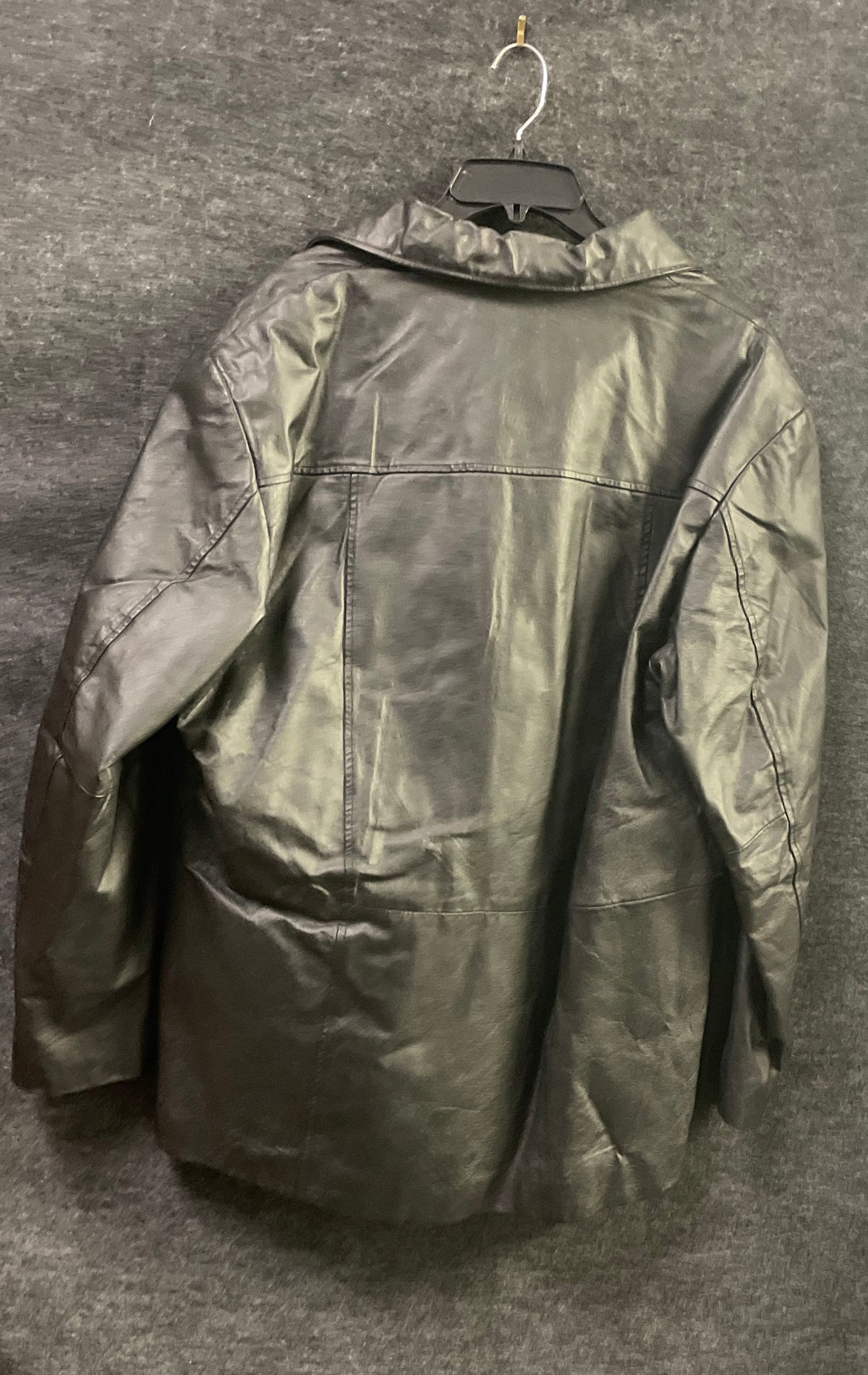 Vintage Y2K Explorer Leather Men's Black Button Front Collared Jacket Sz L