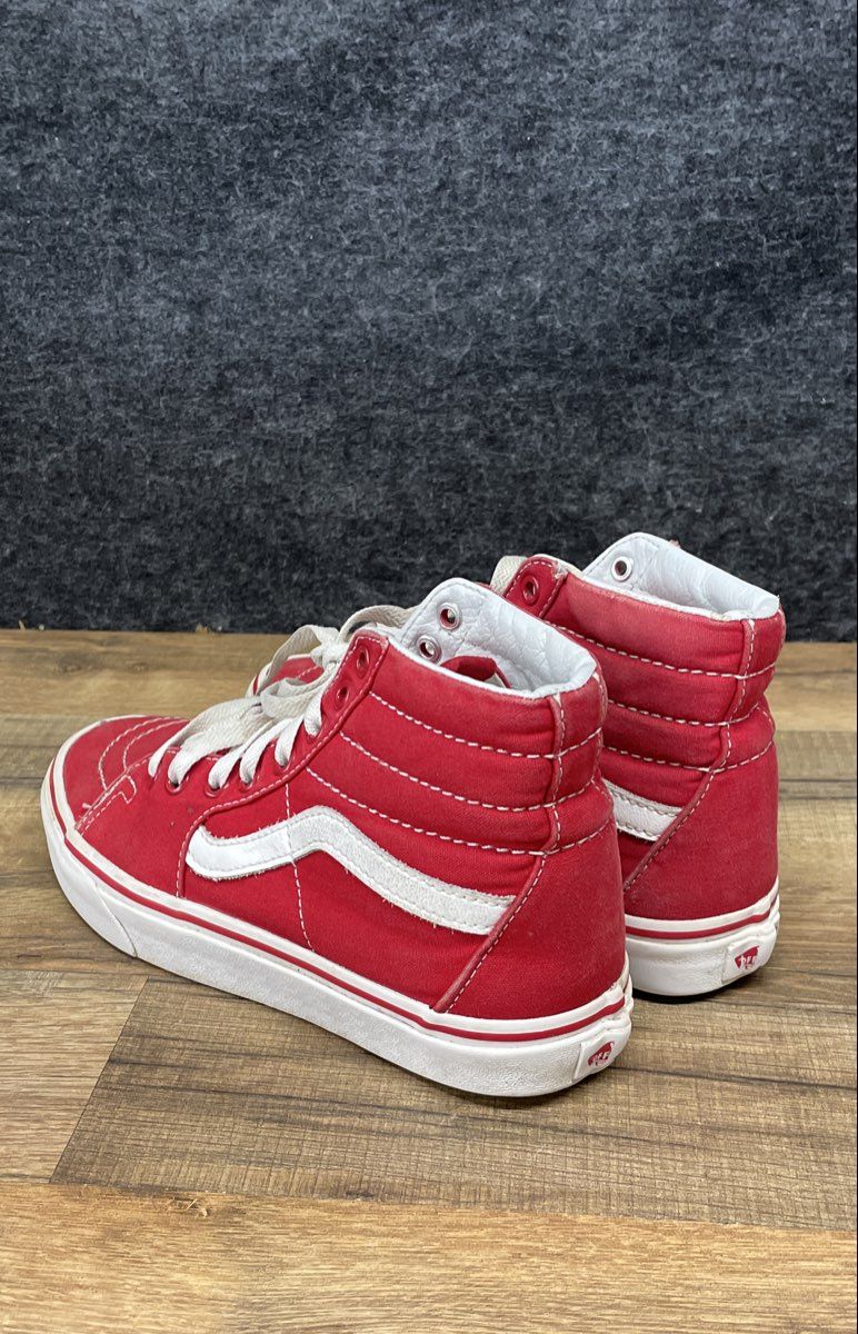 Vans Sk8-Hi Red White Canvas High Top Sneakers Men's Size 6.5 Women's Size 8